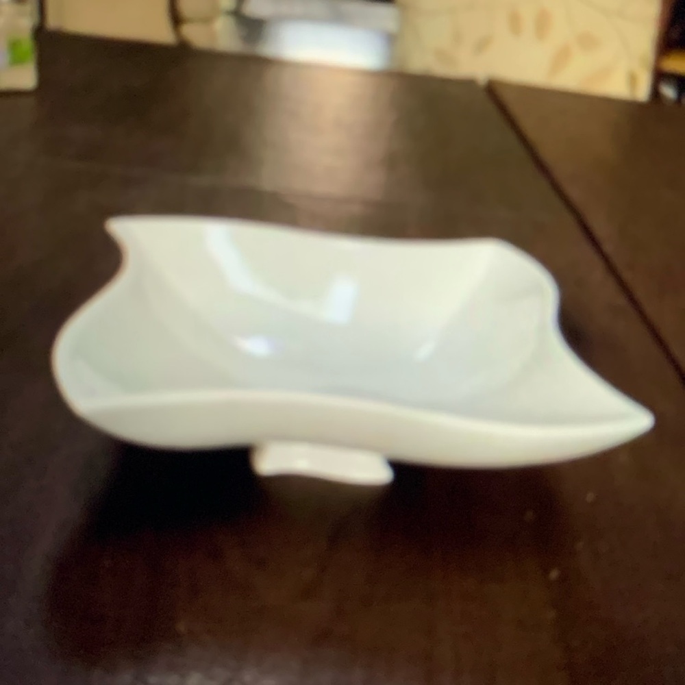 MCM vintage bone white ceramic candy bin bon dish